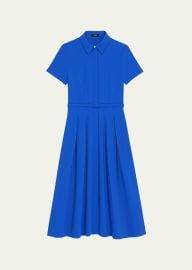 Short-Sleeve Belted Midi Shirtdress at Bergdorf Goodman