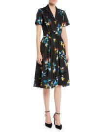 Short-Sleeve Button-Down Floral-Print Cotton Poplin Shirtdress by Jason Wu at Bergdorf Goodman