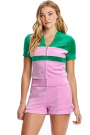 Short Sleeve Colorblock Velour Track Jacket nbsp at Juicy Couture