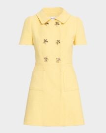 Short-Sleeve Double-Breasted Tweed Mini Dress at Neiman Marcus