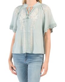 Short Sleeve Embroidered Blouse - Clearance - at T.J.Maxx