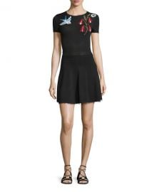 Short-Sleeve Intarsia Dress RED Valentino at Neiman Marcus