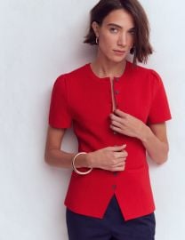 Short Sleeve Knitted Jacket-Red at Boden