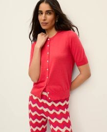 Short Sleeve Linen Ann Cardigan in Smoldering Red at Ann Taylor