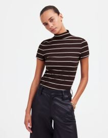 Short-Sleeve Mockneck Tee in Stripe at Madewell