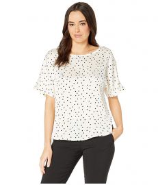 Short Sleeve Pleated Back Crisp Polka Dot Blouse at Zappos