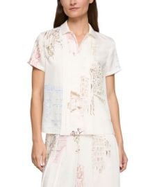 Short Sleeve Pleated Front Blouse at Bloomingdales