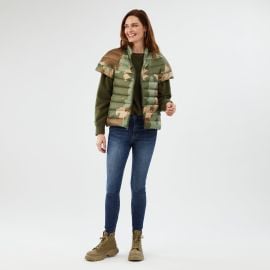 Short Sleeve Quilted Down Puffer Vest in Splashy Camouflage Martha Stewart at Martha