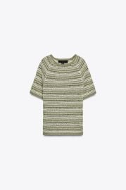Short Sleeve Textured Striped Sweater at Zara