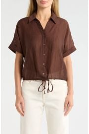 Short Sleeve Tie Hem Button-Up Shirt at Nordstrom Rack