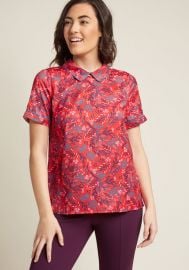 Short Sleeve Top with Trimmed Collar by Modcloth at Modcloth