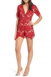 Short Sleeve V-Neck Lace Romper by ASTR the Label at Nordstrom Rack