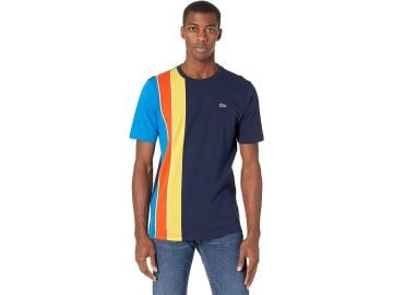 Short Sleeve Vertically Striped Color-Block Tee by Lacoste at Zappos