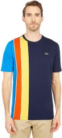 Short Sleeve Vertically Striped Color-Block Tee by Lacoste at Zappos