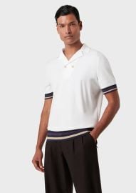 Short Sleeved Organic Cotton Polo Shirt by Giorgio Armani  at Armani