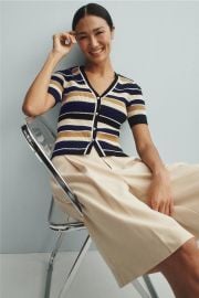 Short Sleeved Striped Cardigan at Rent the Runway