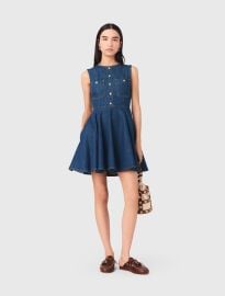 Short flared denim dress Blue For Women at Maje
