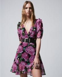 Short frilly dress with floral print at The Kooples