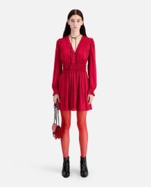 Short red dress with shirring The Kooples - US at The Kooples