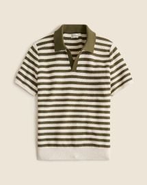 Short-sleeve Textured-stitch Cotton Johnny-collar Sweater-polo In Stripe For Men JCrew at J. Crew