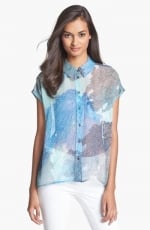 Short sleeve bright white multi print shirt at Nordstrom