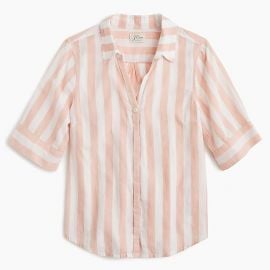 Short-sleeve button-up shirt in wide stripe at J.Crew