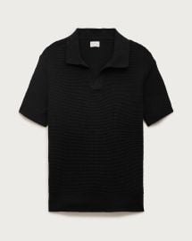 Short-sleeve cotton waffle-knit johnny-collar sweater-polo at J. Crew
