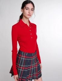 Short tartan print skirt Red For Women at Maje