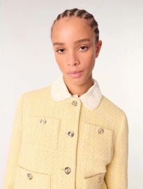 Short tweed and lurex jacket Yellow Orange For Women at Maje