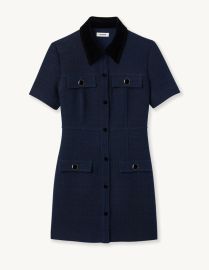 Short tweed dress with velvet collar - Dresses Paris at Sandro