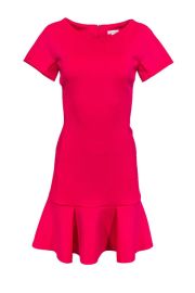 Shoshanna - Hot Pink Shift Dress w Flounce Sz 8 Current Boutique at Current Boutique