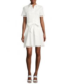 Shoshanna Bertha Belted Eyelet Shirtdress at Neiman Marcus