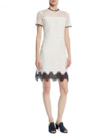 Shoshanna Carter Geo Lace Dress w  Contrast Trim   Neiman Marcus at Neiman Marcus