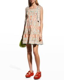Shoshanna Faye Tiered Square-Neck Mini Dress at Neiman Marcus