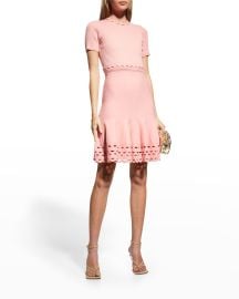 Shoshanna Gemma Ribbed Rick Rack Mini Dress at Neiman Marcus