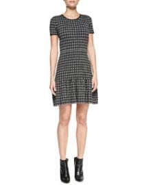 Shoshanna Jenny Short-Sleeve Houndstooth Dress at Neiman Marcus