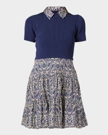 Shoshanna Lena Tiered Mixed Media Mini Dress at Neiman Marcus