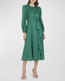 Shoshanna Marie Cascading Ruffle Midi Dress at Neiman Marcus