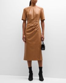 Shoshanna Marley Faux Leather Midi Dress at Neiman Marcus