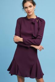 Shoshanna Ruffled Tie-Neck Dress at Anthropologie