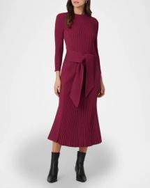 Shoshanna Sam Tie Waist Rib Knit Mermaid Midi Dress at Neiman Marcus