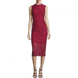 Shoshanna Sleeveless Lace Midi Sheath Dress at Neiman Marcus