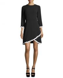 Shoshanna Sutter 3 4 Sleeves Faux-Wrap Scalloped Dress   Neiman at Neiman Marcus