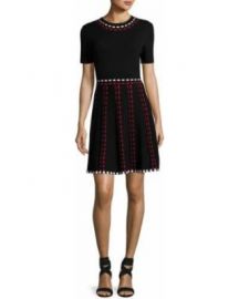 Shoshanna Thompson Short Sleeve Knit Fit and Flare Dress at Neiman Marcus