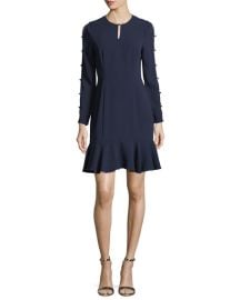 Shoshanna Wyvis Long-Sleeve Flounce-Hem Dress Neiman Marcus at Neiman Marcus