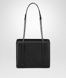 Shoulder Bag in Nero Intrecciato Nappa at Bottega Veneta