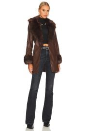 Show Me Your Mumu Penny Lane Faux Leather Jacket In Chocolate at Revolve