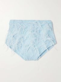 Shushu Tong Feather and Satin Trimmed Knitted Sweater and Shorts at Net a Porter