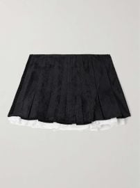 Shushu Tong Layered pleated cotton poplin trimmed corduroy mini skirt at Net a Porter