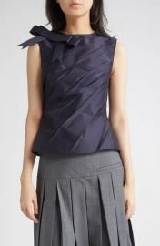 Shushu Tong Side Bows Pleated Top in Navy Blue at Nordstrom